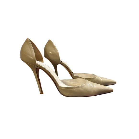 BALENCIAGA Pumps Heels Nude leather pointy toe Size 41 Very Worn Condition - Picture 1 of 8